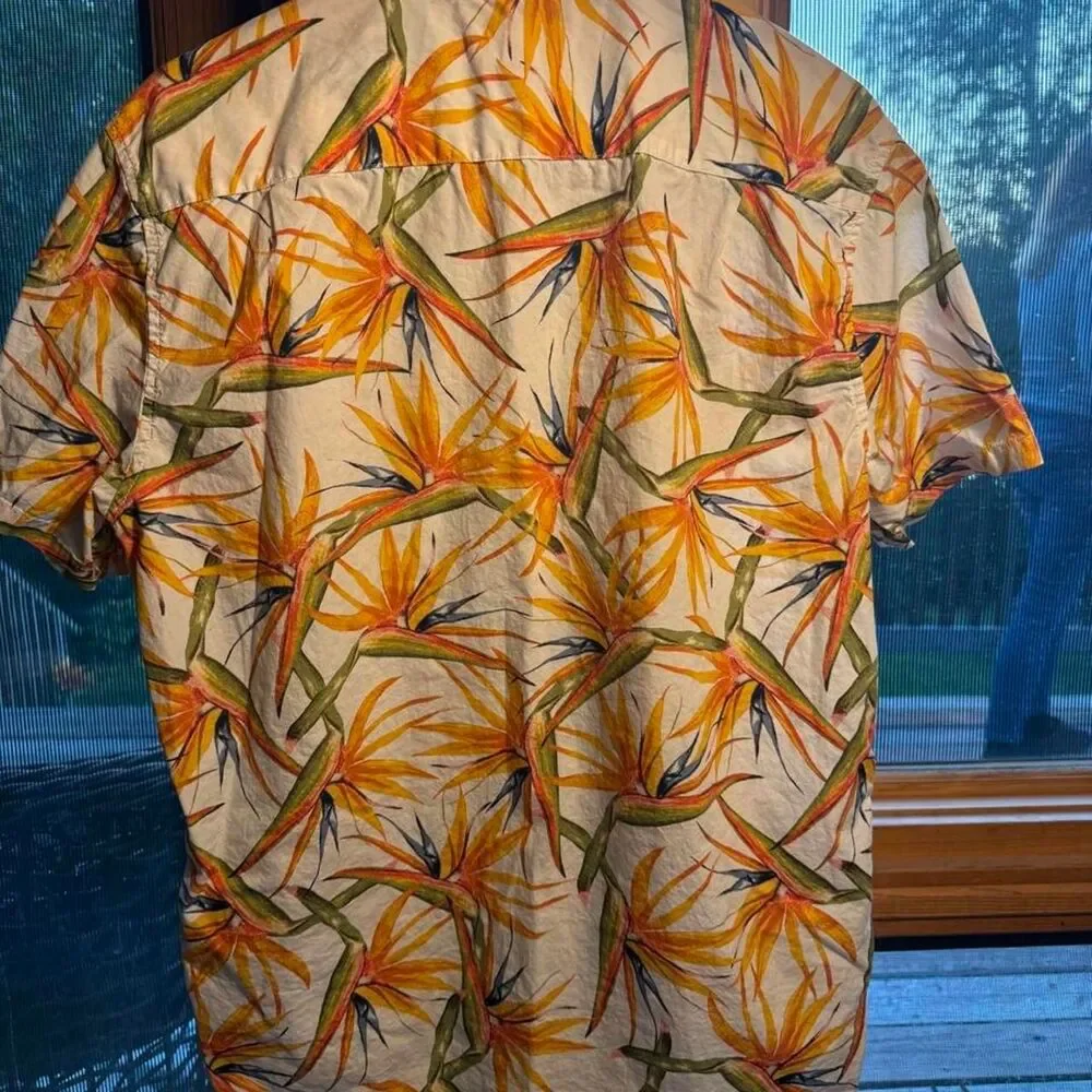 Aeropostale orange and green floral print button-up shirt in a L